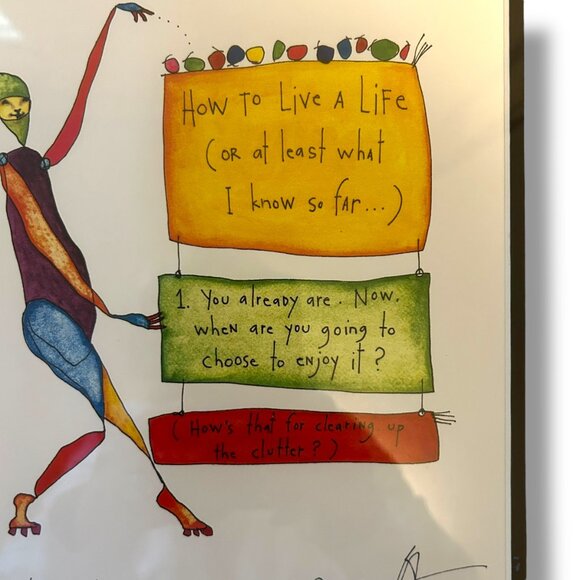 Brian Andreas Print "How To Live A Life" Matted Framed in Red 11x14 in. - Picture 2 of 3